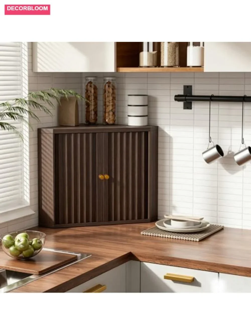 Extra Large Corner Bread Box for Kitchen Countertop, MDF Wood, Space-Saving